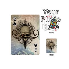 Awesome Creepy Skull With  Wings Playing Cards 54 (mini)  by FantasyWorld7