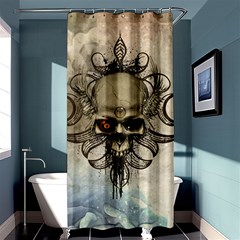 Awesome Creepy Skull With  Wings Shower Curtain 36  X 72  (stall)  by FantasyWorld7