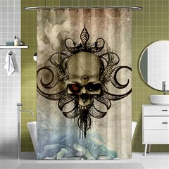 Awesome Creepy Skull With  Wings Shower Curtain 48  X 72  (small)  by FantasyWorld7