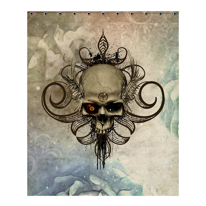 Awesome Creepy Skull With  Wings Shower Curtain 60  x 72  (Medium) 