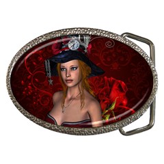 Beautiful Fantasy Women With Floral Elements Belt Buckles by FantasyWorld7