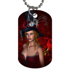 Beautiful Fantasy Women With Floral Elements Dog Tag (Two Sides)