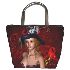 Beautiful Fantasy Women With Floral Elements Bucket Bags by FantasyWorld7