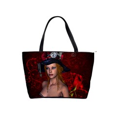 Beautiful Fantasy Women With Floral Elements Shoulder Handbags by FantasyWorld7