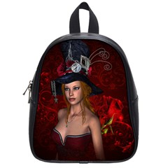 Beautiful Fantasy Women With Floral Elements School Bag (small) by FantasyWorld7