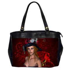 Beautiful Fantasy Women With Floral Elements Office Handbags (2 Sides)  by FantasyWorld7