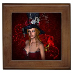 Beautiful Fantasy Women With Floral Elements Framed Tiles