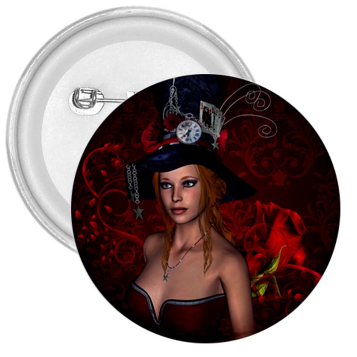 Beautiful Fantasy Women With Floral Elements 3  Buttons