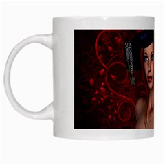 Beautiful Fantasy Women With Floral Elements White Mugs by FantasyWorld7