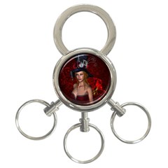 Beautiful Fantasy Women With Floral Elements 3-Ring Key Chains