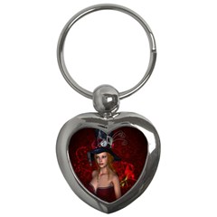 Beautiful Fantasy Women With Floral Elements Key Chains (heart)  by FantasyWorld7