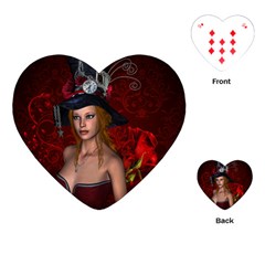 Beautiful Fantasy Women With Floral Elements Playing Cards (Heart) 