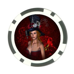 Beautiful Fantasy Women With Floral Elements Poker Chip Card Guard