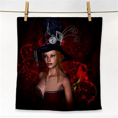 Beautiful Fantasy Women With Floral Elements Face Towel by FantasyWorld7