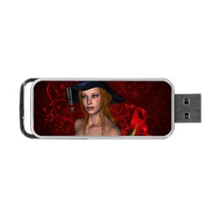 Beautiful Fantasy Women With Floral Elements Portable Usb Flash (two Sides) by FantasyWorld7