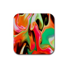 Catch The Waves Smoky Red Orange Haze  Rubber Coaster (square)  by flipstylezfashionsLLC