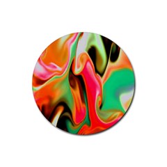 Catch The Waves Smoky Red Orange Haze  Rubber Round Coaster (4 Pack)  by flipstylezfashionsLLC