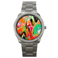 Catch The Waves Smoky Red Orange Haze  Sport Metal Watch by flipstylezfashionsLLC