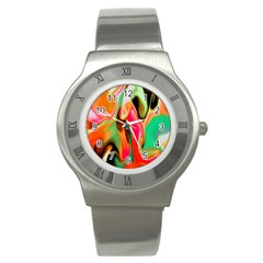 Catch The Waves Smoky Red Orange Haze  Stainless Steel Watch by flipstylezfashionsLLC