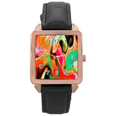 Catch The Waves Smoky Red Orange Haze  Rose Gold Leather Watch  by flipstylezfashionsLLC