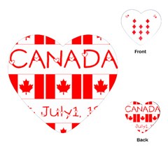 Canada Day Maple Leaf Canadian Flag Pattern Typography  Playing Cards (heart)  by yoursparklingshop