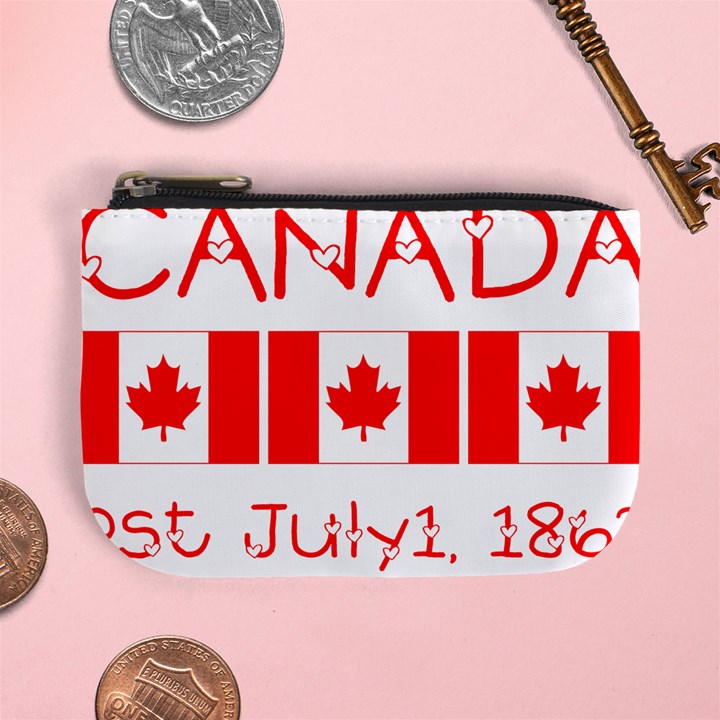 Canada Day Maple Leaf Canadian Flag Pattern Typography  Mini Coin Purses