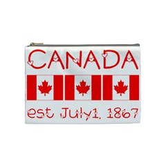 Canada Day Maple Leaf Canadian Flag Pattern Typography  Cosmetic Bag (Medium)