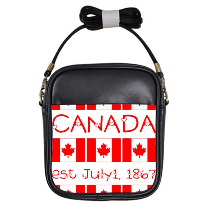 Canada Day Maple Leaf Canadian Flag Pattern Typography  Girls Sling Bags