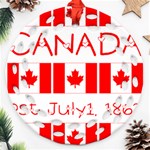 Canada Day Maple Leaf Canadian Flag Pattern Typography  Round Filigree Ornament (Two Sides) Back