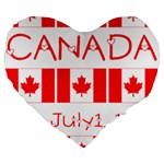 Canada Day Maple Leaf Canadian Flag Pattern Typography  Large 19  Premium Flano Heart Shape Cushions Front