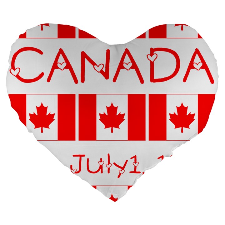 Canada Day Maple Leaf Canadian Flag Pattern Typography  Large 19  Premium Flano Heart Shape Cushions