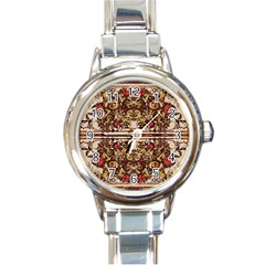 Roses Floral Wallpaper Flower Round Italian Charm Watch