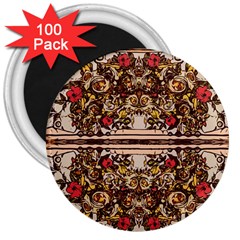 Roses Floral Wallpaper Flower 3  Magnets (100 Pack)