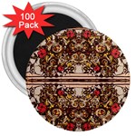 Roses Floral Wallpaper Flower 3  Magnets (100 pack) Front