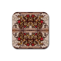 Roses Floral Wallpaper Flower Rubber Coaster (square) 