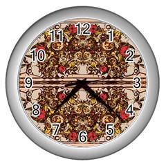 Roses Floral Wallpaper Flower Wall Clock (silver) by Nexatart