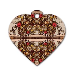 Roses Floral Wallpaper Flower Dog Tag Heart (two Sides) by Nexatart