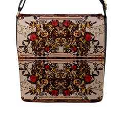 Roses Floral Wallpaper Flower Flap Messenger Bag (l)  by Nexatart