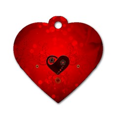 Wonderful Heart On Vintage Background Dog Tag Heart (one Side) by FantasyWorld7