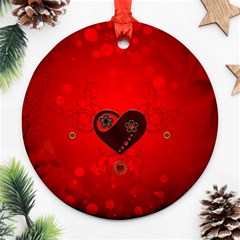 Wonderful Heart On Vintage Background Ornament (round) by FantasyWorld7