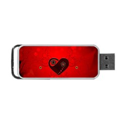 Wonderful Heart On Vintage Background Portable Usb Flash (one Side) by FantasyWorld7