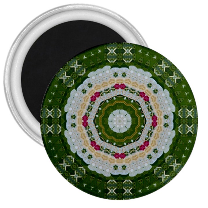 Fantasy Jasmine Paradise Love Mandala 3  Magnets