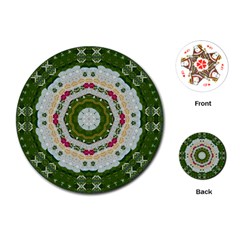 Fantasy Jasmine Paradise Love Mandala Playing Cards (round)  by pepitasart