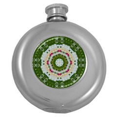 Fantasy Jasmine Paradise Love Mandala Round Hip Flask (5 Oz) by pepitasart