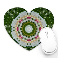 Fantasy Jasmine Paradise Love Mandala Heart Mousepads by pepitasart