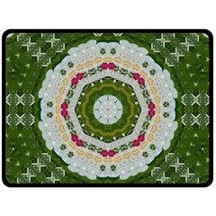 Fantasy Jasmine Paradise Love Mandala Fleece Blanket (large)  by pepitasart