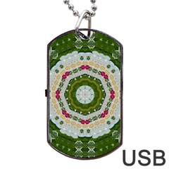 Fantasy Jasmine Paradise Love Mandala Dog Tag Usb Flash (one Side) by pepitasart