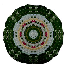 Fantasy Jasmine Paradise Love Mandala Large 18  Premium Flano Round Cushions by pepitasart