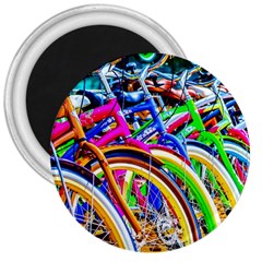 Colorful Bicycles In A Row 3  Magnets by FunnyCow