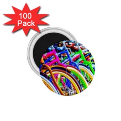 Colorful Bicycles In A Row 1 75  Magnets (100 Pack)  by FunnyCow